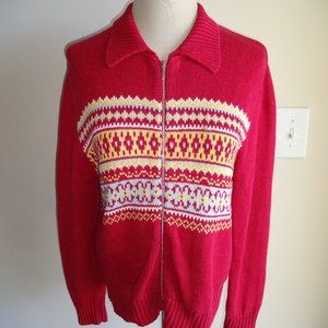 Vintage 1990s Womens Copper Key Clothing Company Red Cardigan Sweater M